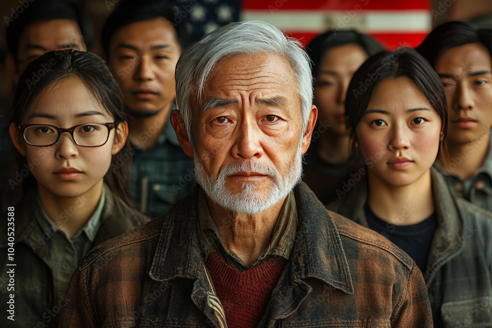 cover image for special news report on East Asian immigrants in the United States with real looking people. cover image for special news report on East Asian immigrants in the United States with real looking people.