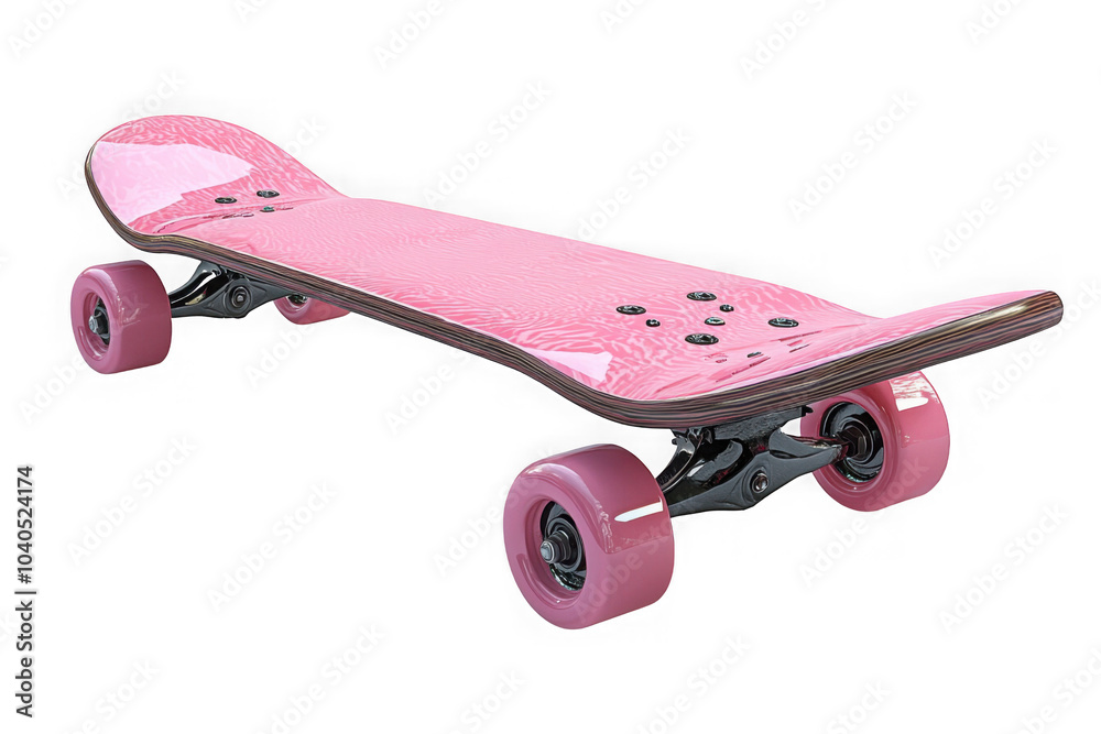 Pink skateboard isolated on transparent background, png file, no background png file