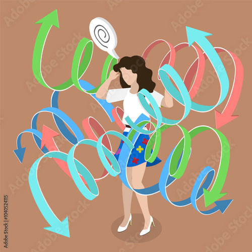 3D Isometric Flat Vector Illustration of ADHD, Attention Deficit Hyperactivity Disorder