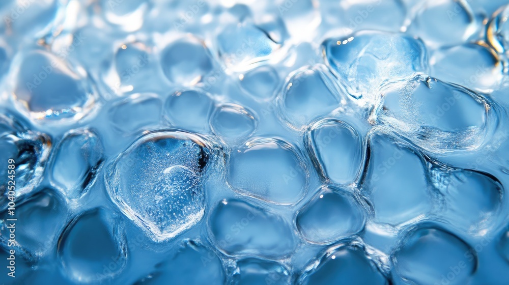 Blue Ice Texture with Intricate Geometric Patterns