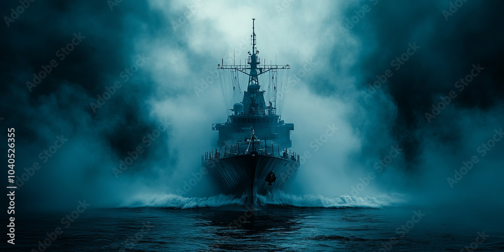 an tactical frigate in the water - themed. ocean background. an tactical frigate in the water - themed. ocean background.