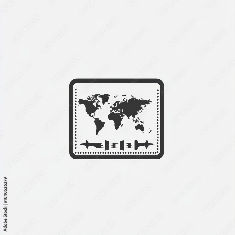 The design features a passport stamp silhouette alongside a soft representation of a world map, highlighting global travel themes. Generative AI The design features a passport stamp silhouette alongside a soft representation of a world map, highlighting global travel themes. Generative AI