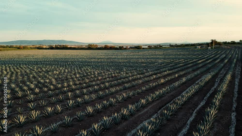 Sembradio de Agave azul tequilana weber bebida tipica de jalisco mexico plantacion y cosecha de agave para la industria y negocio del tequila