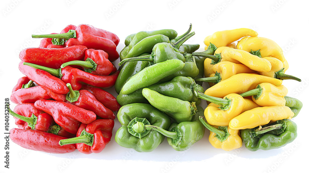Fresh Red Green and Yellow Bell Peppers on a Transparent Background Generative AI Fresh Red Green and Yellow Bell Peppers on a Transparent Background Generative AI