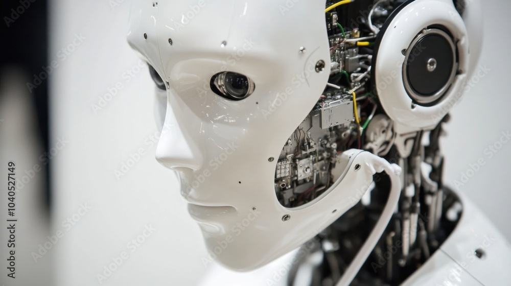 A detailed close-up of a humanoid robot's integrated neural network for cognitive processing, demonstrating advanced reasoning and problem-solving abilities, Artificial intelligence technology style A detailed close-up of a humanoid robot's integrated neural network for cognitive processing, demonstrating advanced reasoning and problem-solving abilities, Artificial intelligence technology style