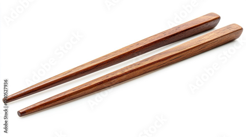 Wooden Chopsticks Isolated on White Background Japanese Cuisine Utensils