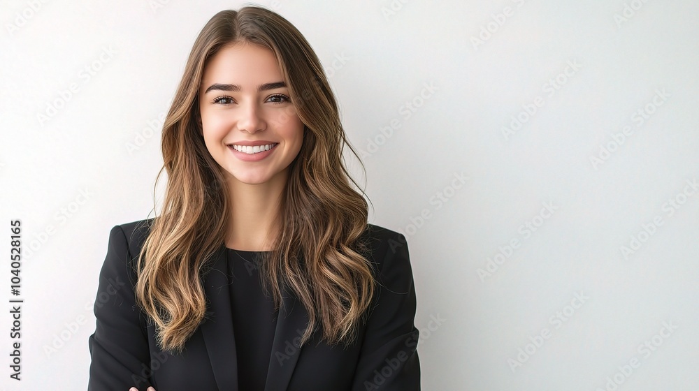 Confident Businesswoman Smiling in Professional Attire Confident Businesswoman Smiling in Professional Attire