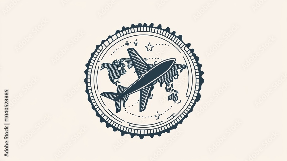 A passport stamp silhouette features a subtle world map, illustrating the theme of global travel and adventure. Generative AI A passport stamp silhouette features a subtle world map, illustrating the theme of global travel and adventure. Generative AI