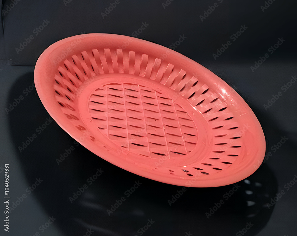 Side view of beautiful color serving plastic plate isolated on black background Side view of beautiful color serving plastic plate isolated on black background