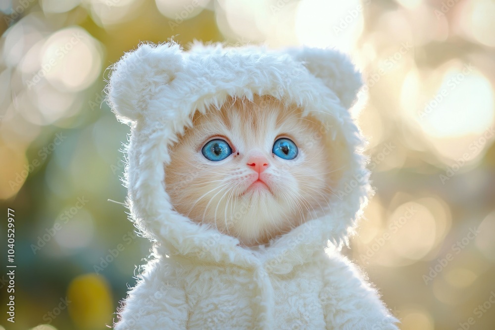 Fototapeta premium Cute Feline in Bear Costume, Soft Fur and Adorable Details