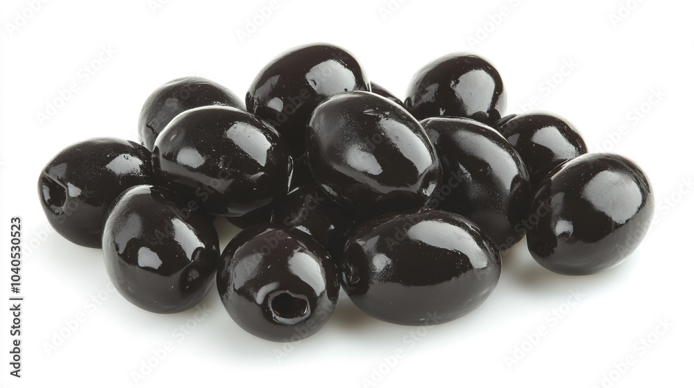 Black Olives Close Up Isolated on White Background Food Photography