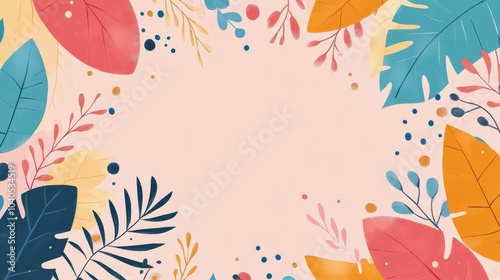 Colorful leaves and floral elements create a vibrant border for creative designs
