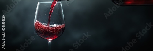 Pouring sparkling wine into a glass with warm lights in the background during...