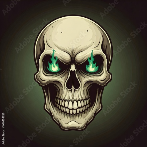 Fiery Eyed Creepy Skull