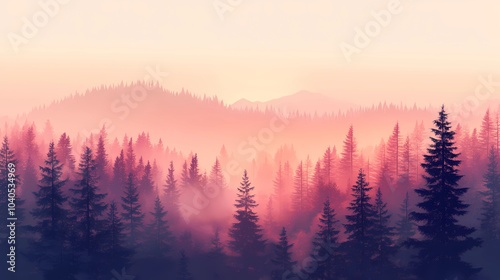 Dense fog in an autumn forest, with golden leaves and soft light filtering through the trees, creating a serene and peaceful mood.
