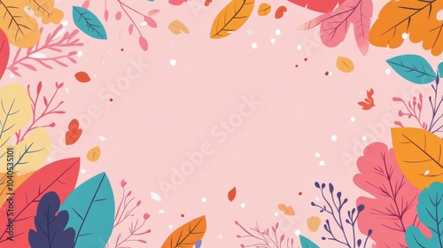 Colorful leaves and floral elements create a vibrant border for creative designs