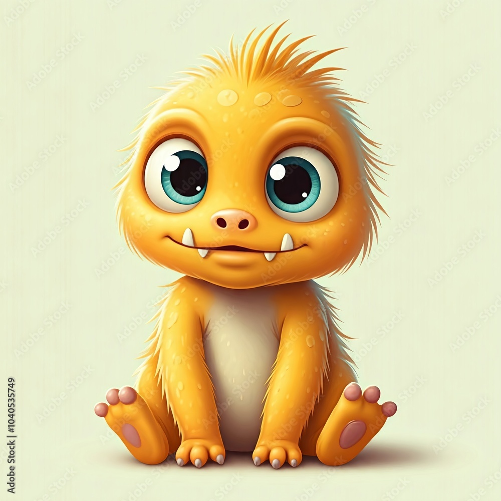 Happy Yellow Monster with Tiny Horns Happy Yellow Monster with Tiny Horns
