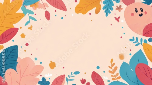 Colorful leaves and floral elements create a vibrant border for creative designs