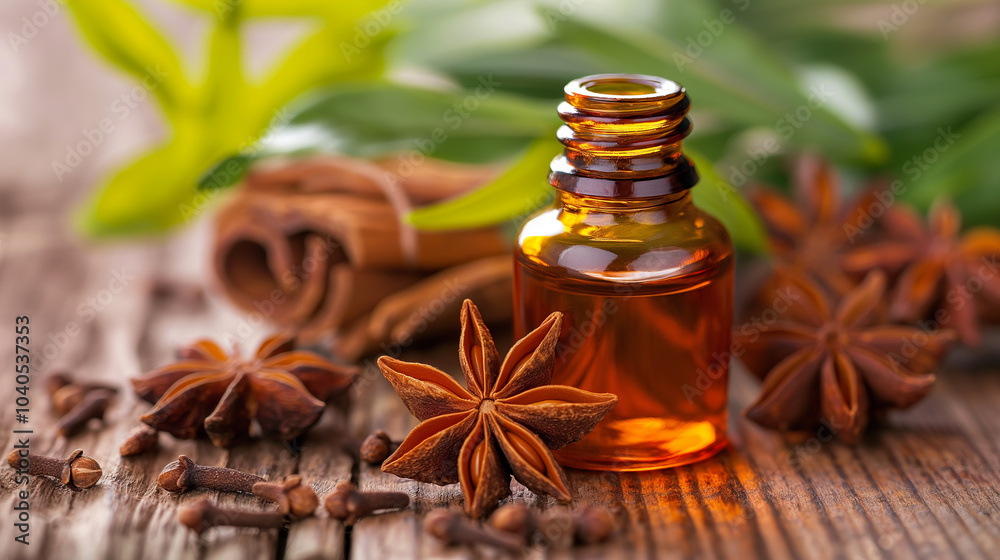 Star anise aromatherapy essential extract oil with a flower spice seeds Star anise aromatherapy essential extract oil with a flower spice seeds