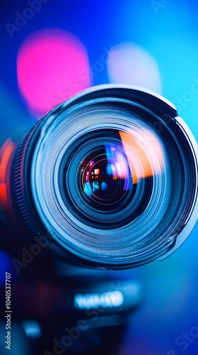 close-up of a professional camera lens against a dark background, perfect for a lens-themed wallpaper 