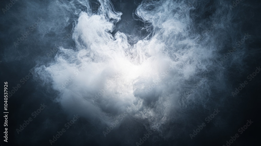 Fototapeta premium Soft white cloud with delicate edges, hovering on a black background, highly detailed and billowy 