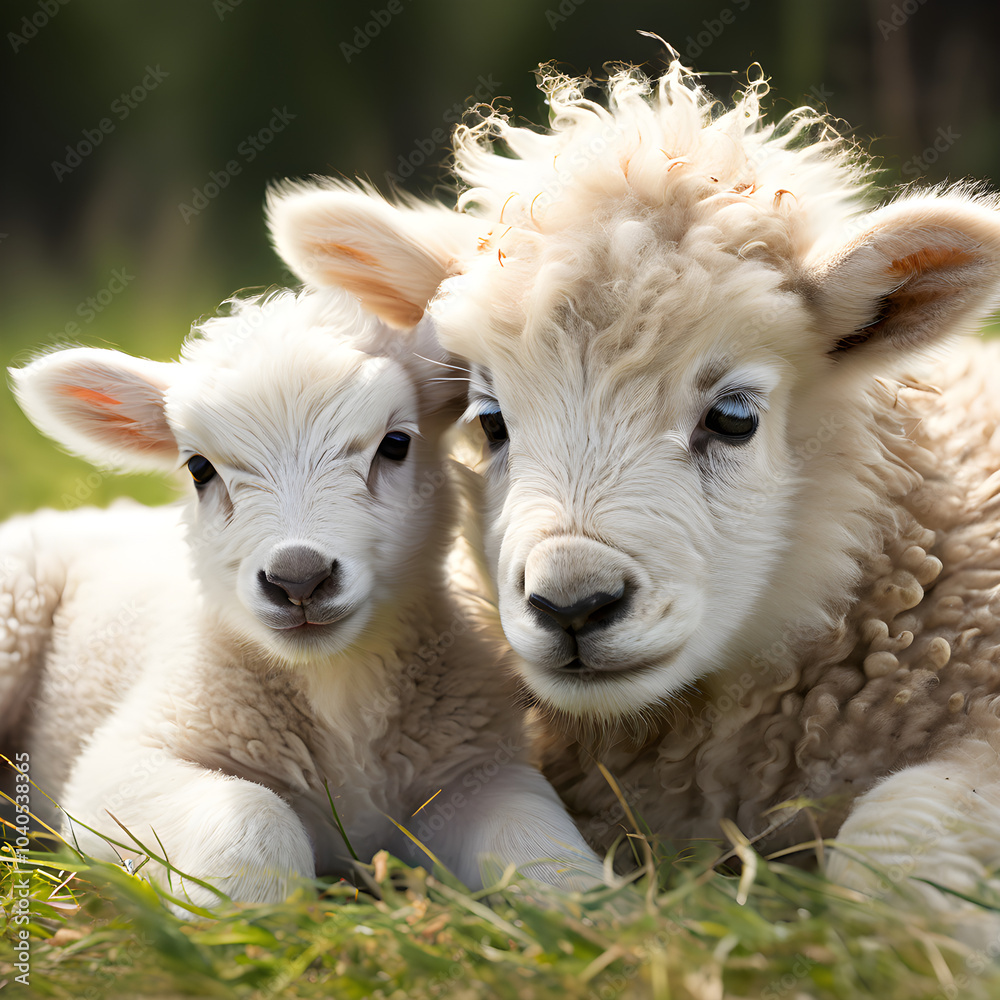 Fototapeta premium mom and baby sheep