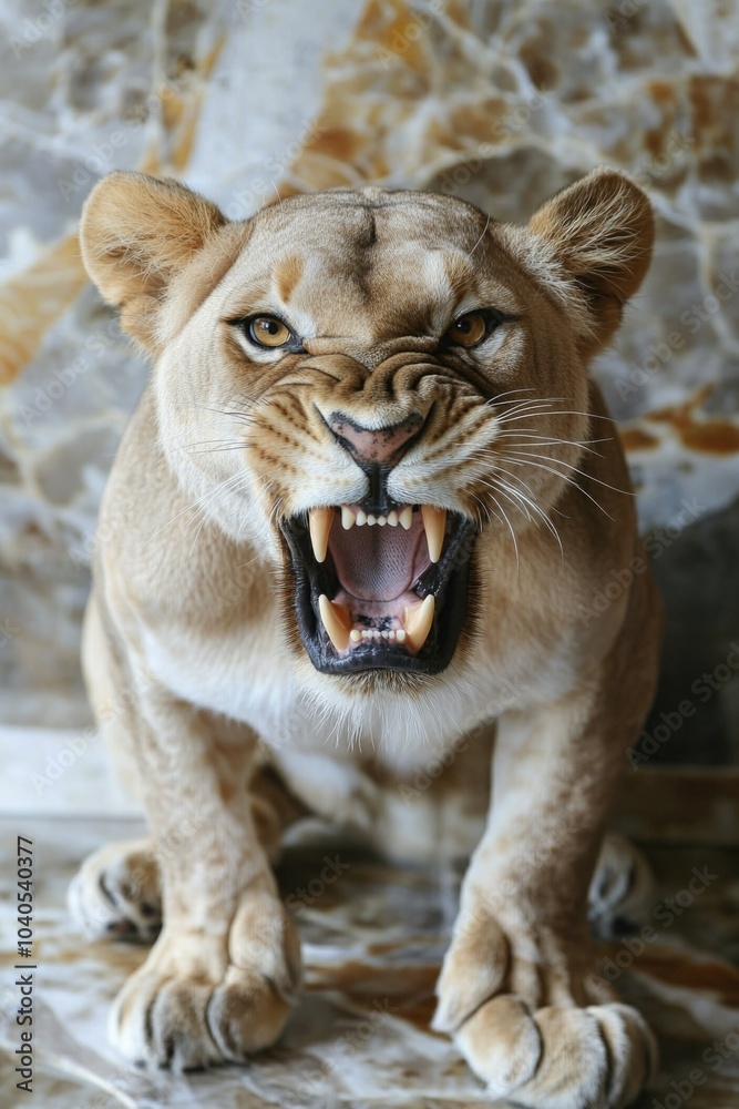 Fototapeta premium Lion's Open Mouth Close Up,
