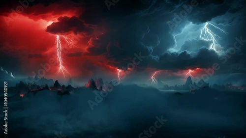 Epic Lightning Storm Over Volcanic Landscape