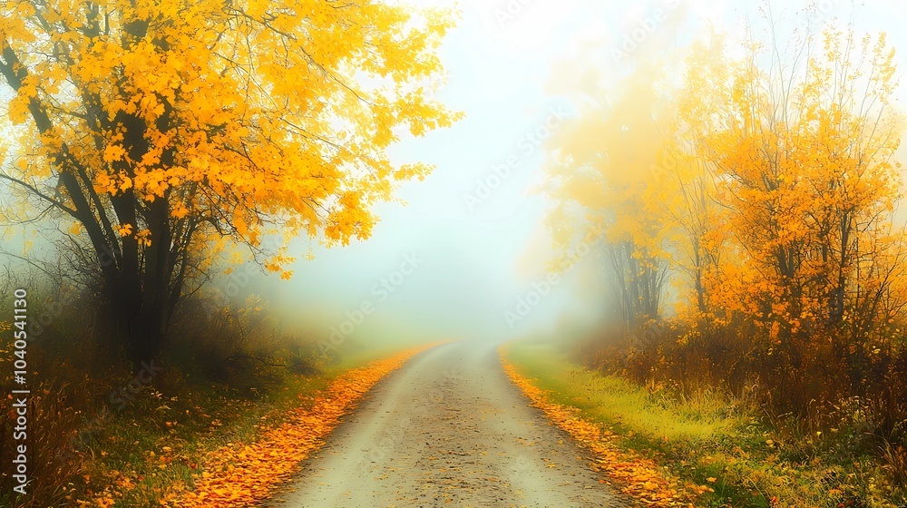 Misty autumn woodland, with colorful foliage and dense fog obscuring the background, perfect for tranquil and reflective nature-themed visuals. Misty autumn woodland, with colorful foliage and dense fog obscuring the background, perfect for tranquil and reflective nature-themed visuals.