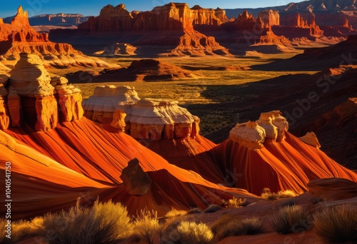 vibrant textured landscape views featuring unique geographical perspectives natural scenery rock formations, nature, geography, sunlight, sky, clouds photo