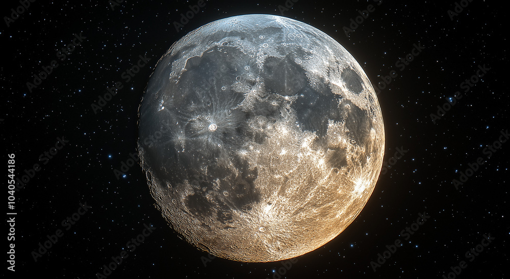 Fototapeta premium A full moon view from outer-space, Ai