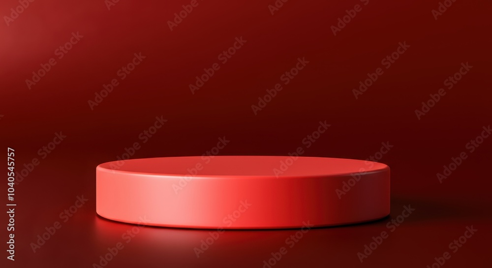 Minimalist red pedestal in empty scene Minimalist red pedestal in empty scene