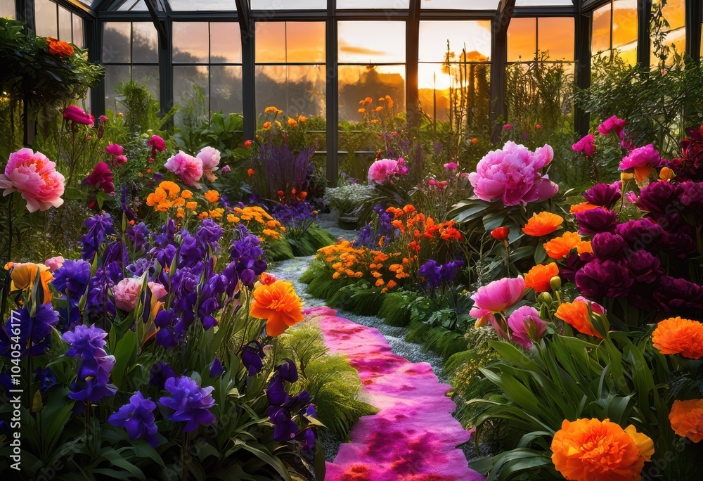 lush garden arrangement featuring vibrant floral elements rich varied eye catching compositions, blooms, foliage, greenery, tropical, landscape lush garden arrangement featuring vibrant floral elements rich varied eye catching compositions, blooms, foliage, greenery, tropical, landscape