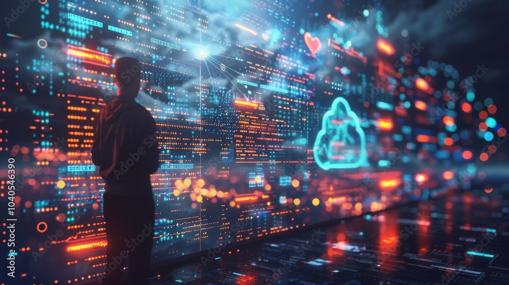 Fototapeta premium Business analyst presenting data strategies, with digital data charts