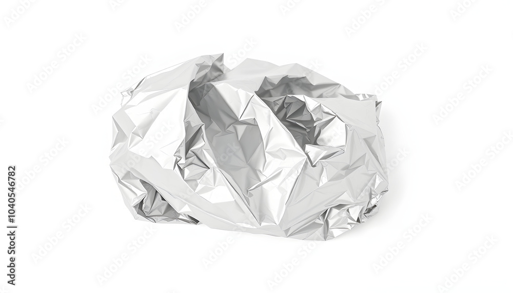 Crumpled aluminum foil piece isolated on white, clipping isolated with white highlights, png Crumpled aluminum foil piece isolated on white, clipping isolated with white highlights, png