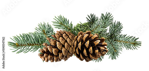 Brown pine cone on white background with clipping pass