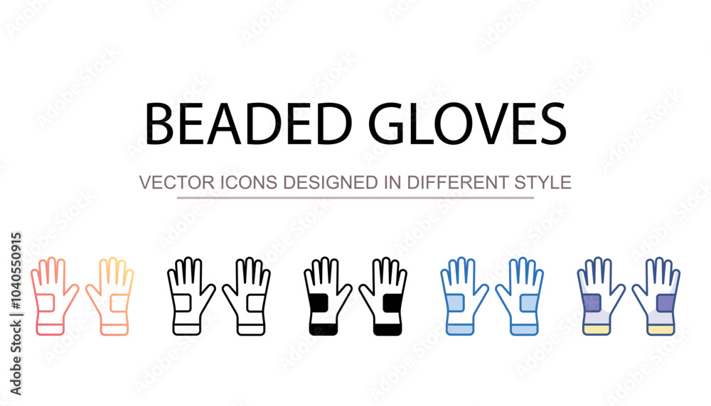 Beaded Gloves icon design with white background stock illustration Beaded Gloves icon design with white background stock illustration