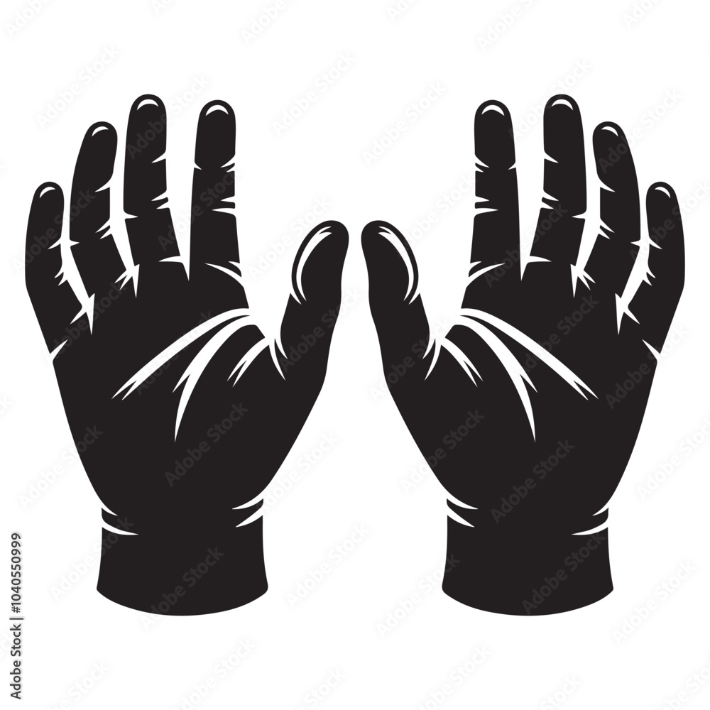 Obraz premium Medical Gloves Silhouette vector black color white background