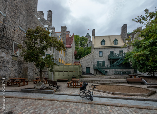 Bicyling in the historical section of Quebec City near the cruise port, Quebec, Canada photo