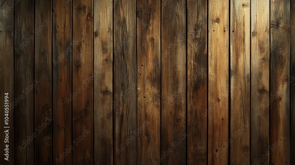 Fototapeta premium Wooden wall with deep grain, knots, and weathered surface