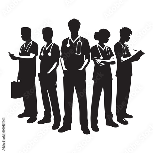 Scrubs Silhouette vector black color white background