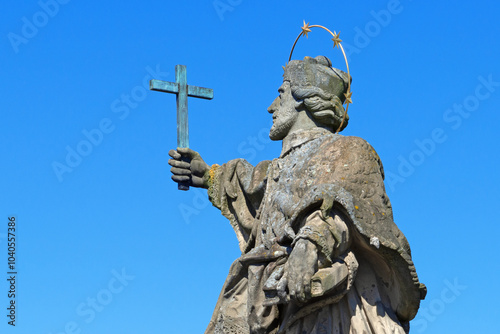 Canvas Print Brückenheiliger Johannes von Pomuk auf der Alten Mainbrücke in Würzburg, Bayern,