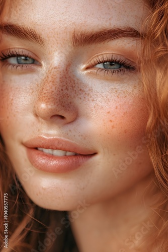 Closeup portrait of woman with natural beauty and glowing skin