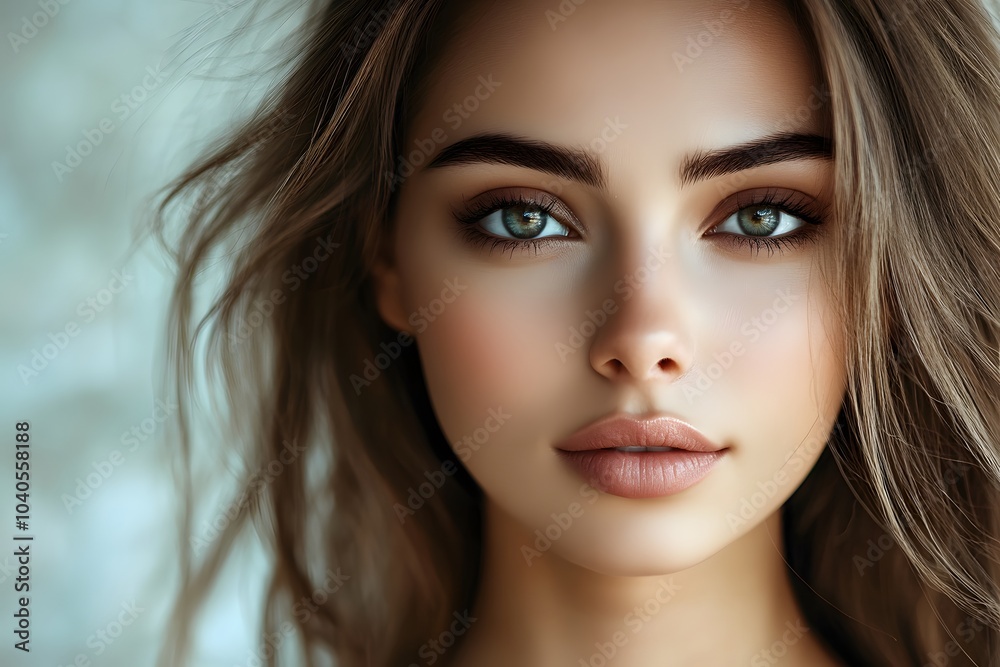 Portrait of a young woman with glowing skin and natural beauty Portrait of a young woman with glowing skin and natural beauty