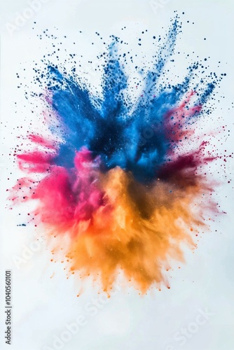 Colorful powder explosion against a white backdrop creates a vibrant display ...