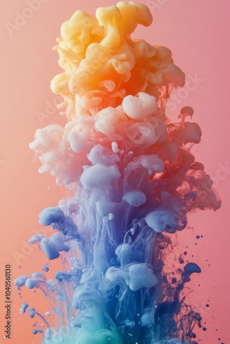 Colorful smoke swirls blend together in a vibrant display during a creative a...
