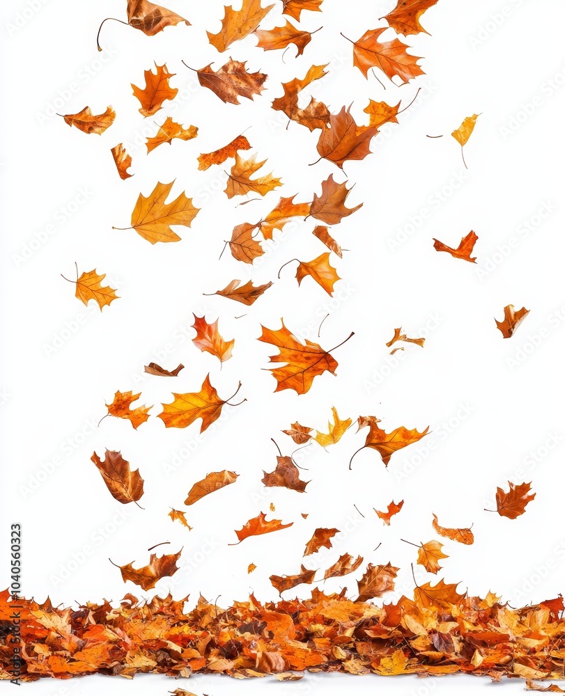 Falling oak leaves on a white background. Falling oak leaves on a white background.
