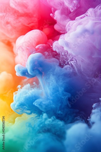 Colorful smoke swirls blend together in a vibrant display during a creative a...