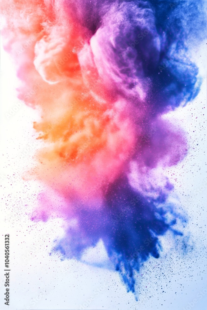 Fototapeta premium Colorful powder explosion against a white backdrop creates a vibrant display of hues in motion