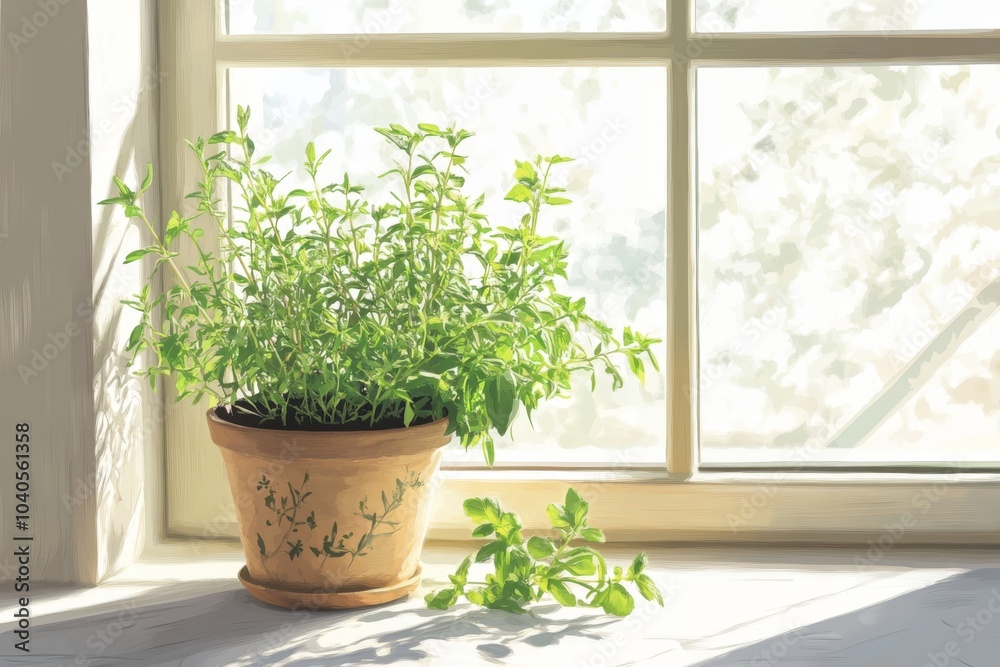 Herb Garden in a Charming Flower Pot Herb Garden in a Charming Flower Pot